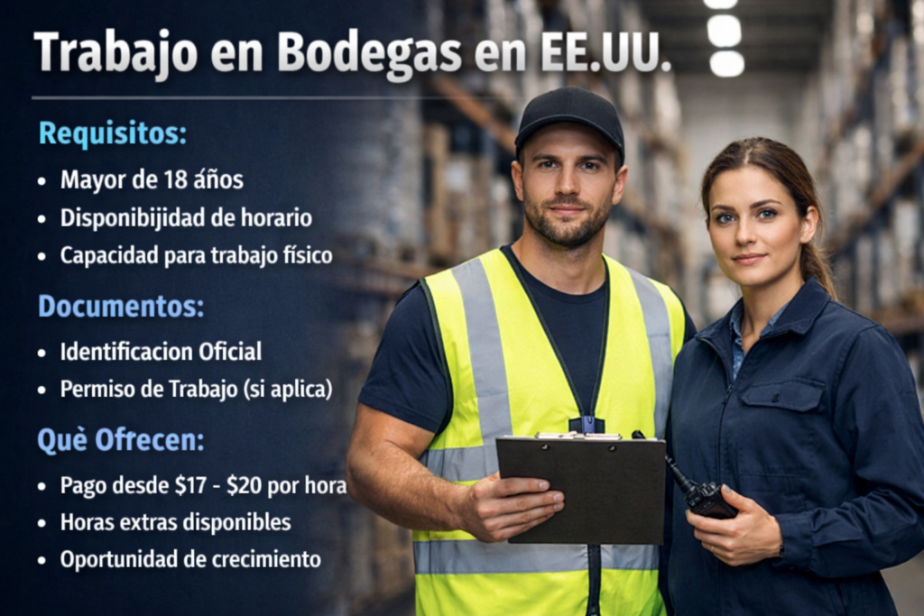 trabajo en bodegas Estados Unidos